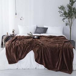Sleepwish Chocolate Brown Fleece Blanket Queen Size Mens Solid Color Flannel Sheet Blanket Soft And Cozy Plush Bed Blanket