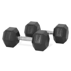 Rubber Coated Hex Dumbbell Weights - Sold Individually 17.5KG