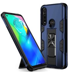 For Motorola Moto G Power Soldier Armor Shockproof Tpu + PC Magnetic Protective Case With Holder Blue