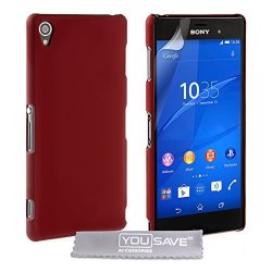 Yousave Accessories Sony Xperia Z3 Case Red Hard Hybrid Cover Not Compatible With Z3 V