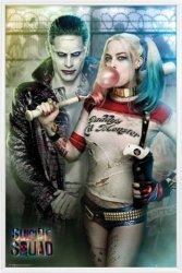 Suicide Squad Poster And Frame Plastic - Joker And Harley Quinn 36 X 24 Inches
