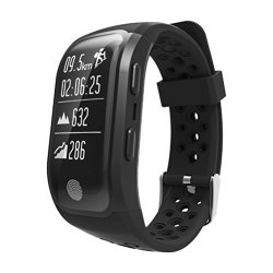 Lfjnet Bluetooth 4.0 Ip 68 Waterproof Smart Watch Touch Screen Heart Rate Monitor For Multiple Movements With Gps Location Black