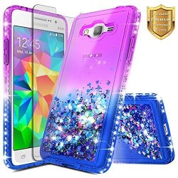 Nagebee For Samsung Galaxy Grand Prime Case J2 Prime Case Go Prime Grand Prime Plus W Tempered Glass Screen Protector Glitter Quicksand Liquid Flowing Sparkle
