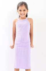 Big Girls Rib Bodycon Dress - Lilac - Lilac 9-10 Years