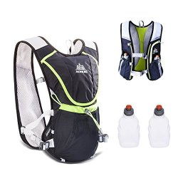 Hydration Vest Hydration Pack Backpack Professional 8L Outdoors Mochilas Trail Marathoner Running Cycling Race Black With 2 Water Bottles 300ML