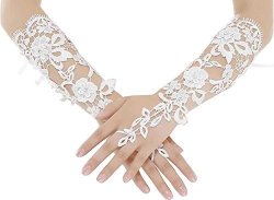 Long Wding Fingerless Lace Bridal Gloves For Formal Wedding Prom Party Ivory