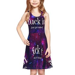 Quote Dirty Fuck It Just Get Naked Girls' Dress Sleeveless Sundress Summer Tank Dresses Casual Print Skater Dress For School Party