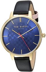 Ted Baker Women's 'kate' Quartz Stainless Steel And Leather Casual Watch Color:black Model: TEC0025016