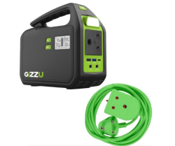 Gizzu - 242Wh Portable Power Station + 3m Heavy Duty Extension Lead Green