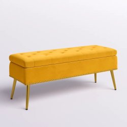 Isabella Rectangular Storage Ottoman Bench - Yellow