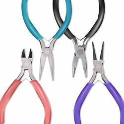 Anezus 4PCS Jewelry Pliers Tool Set Includes Needle Nose Pliers Round Nose Pliers Wire Cutters And Bent Nose Pliers For Jewelry Beading Repair Making Supplies