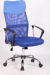 IC3 Blue Mesh High Back Chair With Blue Vegan Leather Accents