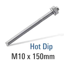 8.8 Hot Dip Galv Stud M10X150 With Nut And Washer - RSHDG10X150