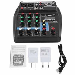Professional Stage Mixer 4-CHANNEL Audio Mixer Sound Board Console System Recording Mixers Stereo Mixer Stage Equipment With USB Cord And Plug 100 240V Us Plug