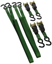 Smartstraps 145 Green 14' 1 500 Lbs Capacity Padded Ratchet Tie Down Pack Of 4