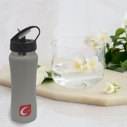 450ML Grey Stainless Steel Water Bottle With Straw SGN2437