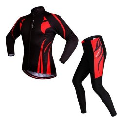 2PC Top & Bottom Unisex Long Sleeve Cycling Jersey Set Gel Padded Clothing
