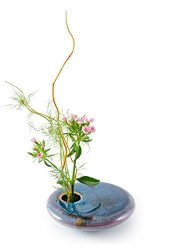 Georgetown Pottery Round Ikebana Flower Vase Dark Purple Zen