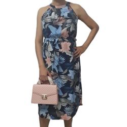Belted Floral Sleeveless Dress