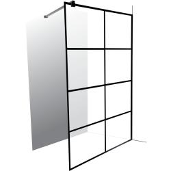 Shower Screen And Arm Everest Black 8 Panel With Clear Glass 120X200CM