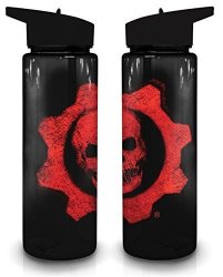 26OZ Official Gears Of War Black Durable Plastic Sports And Fitness Training Premium Water Bottle Gift Bpa-free