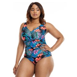 Donnay Plus Size Tropical Printed One-piece Costume - Multi