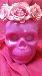 Bewitching Botanica Pink Skull Candle
