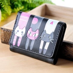 Women Girl Cat Pattern Coin Purse Clutch Leather Short Wallet Card Holders New