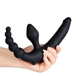 Moving Strapless Silicone Power Double Penetration Massager Toy For Men And Women