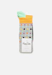 Happy Socks Combo Stripe And Dots Socks - Grey