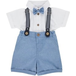 Made 4 Baby Boys 2 Piece Dungaree With Bow Tie 3-6M