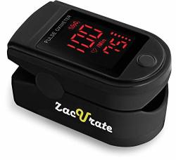 Zacurate Pro Series 500DL Fingertip Pulse Oximeter Blood Oxygen Saturation Monitor With Silicon Cover Batteries And Lanyard Mystic Black