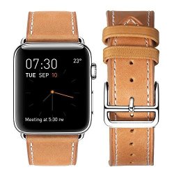 Apple Watch Band 42MM Premium Genuine Leather Strap By Stoutgears Classic Hermes Design For Apple Iwatch Series 3 2 1 Brown