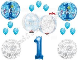 Anagram Winter One-derland Orbz 1ST Birthday Party Balloons Decoration Supplies First Snow Wonderland