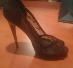 Black Peep Toe Lace Heels
