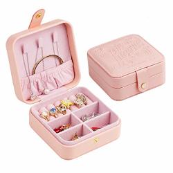 Hienjoy Jewelry Organizer Travel Case Storage For Earring Ring Necklace Lip Accesories Box With Mirror Beige