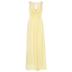 Quiz Lemon Chiffon Embellished V Neck Maxi Dress