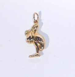 9ct Yellow Gold Stork With Baby Charm Length 21mm