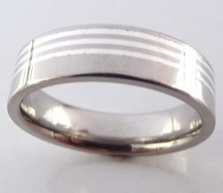 Titanium Ring With Sterling Silver Inlay Z+1