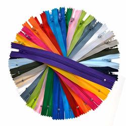 100Pcs 9 Inch Nylon Coil Zippers Bulk for Sewing Crafts Assorted