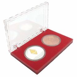 Acrylic Cases Double Coin Holder Display Case For 1.57IN 4CM Commemorative Coins Collectors Gift Box Red