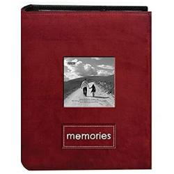 Pioneer Embroidered Patch Faux Suede Photo Album With Front Cover Frame Holds 100 4X6" Photos 1 Per Page. Color: Dark Brown