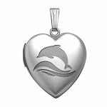 3/4 Inch X 3/4 Inch in Sterling Silver PicturesOnGold.com Sterling Silver Dolphin Heart Locket