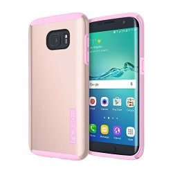 Samsung Galaxy S7 Edge Case Incipio Dualpro Shine Dual Layer Protection With Brushed Aluminum Finish Shock-absorbing Impact-resistant Dual-layer Cover - Rose Gold pink