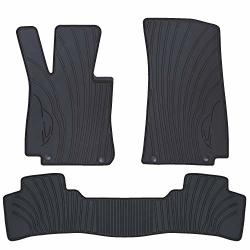 iallauto Compatible with Mercedes Benz C-Class 2015 2016 2017 2018 Heavy Duty Rubber Front & Rear Floor Mats Liners Vehicle All Weather Guard Black Carpet 