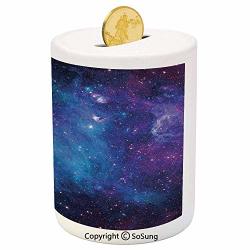 Sosung Space Decorations Ceramic Piggy Bank Galaxy Stars In Space Celestial Astronomic Planets In The Universe Milky Way Print 3D Printed Ceramic Coin Bank