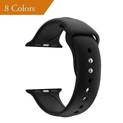 Greatou For Apple Watch Band 42MM Soft Silicone Sport Strap Replacement Bracelet Wristband For Apple Watch Series 3 Series 2 Series 1 Nike+ Sport Edition M l Black