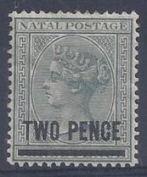Natal 1886 2d On 3d Grey Fine Mint