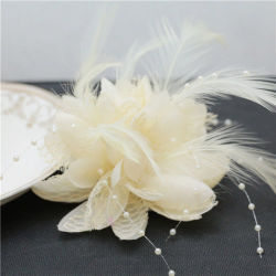 Ivory cream Bridal Fascinator Or Corsage - Flower Feather And Pearl Hair Accessory