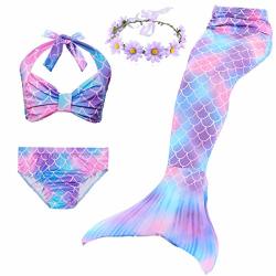 Girl's Mermaid Tail Swimsuit For Swimming Bikini Set Sea-maid Princess Bathingsuit
